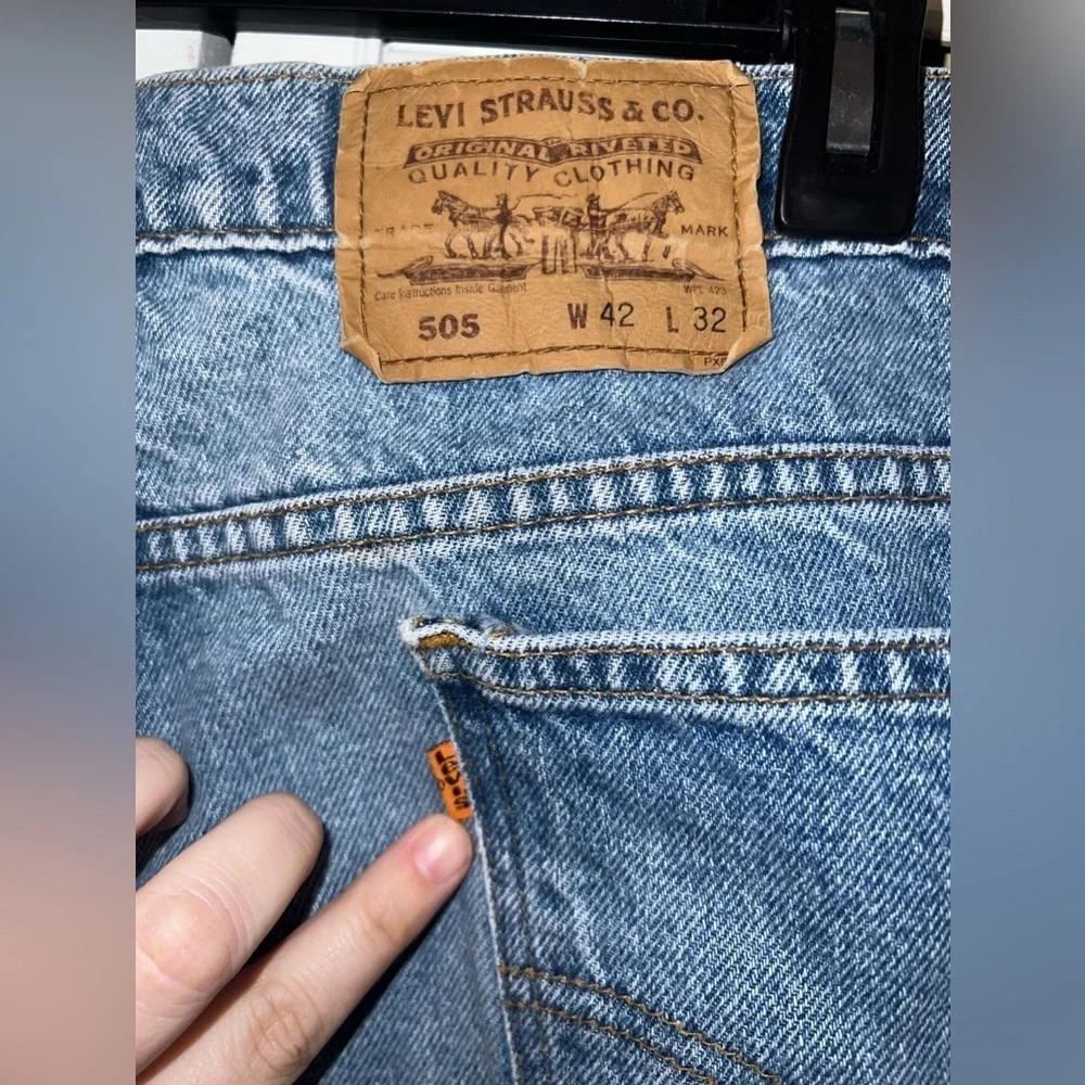 Vintage 505 Orange Tab Levi's Regular Fit Straight Blue Jeans